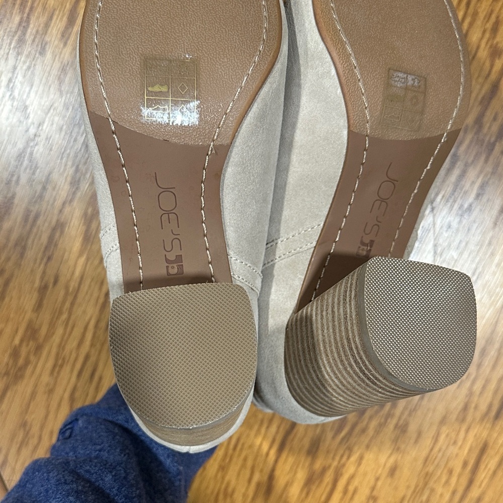 *JOE’S JEANS* Taupe Suede Peep Toe Block Heeled Booties NWOT Size 9 - Picture 11 of 11
